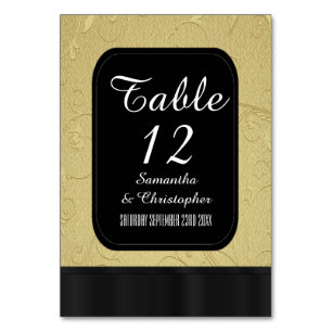 Schwarz und Gold personalisiert Tischnummer