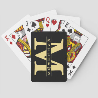 Schwarz und Gold Personalisierte Monogramme und Na Spielkarten