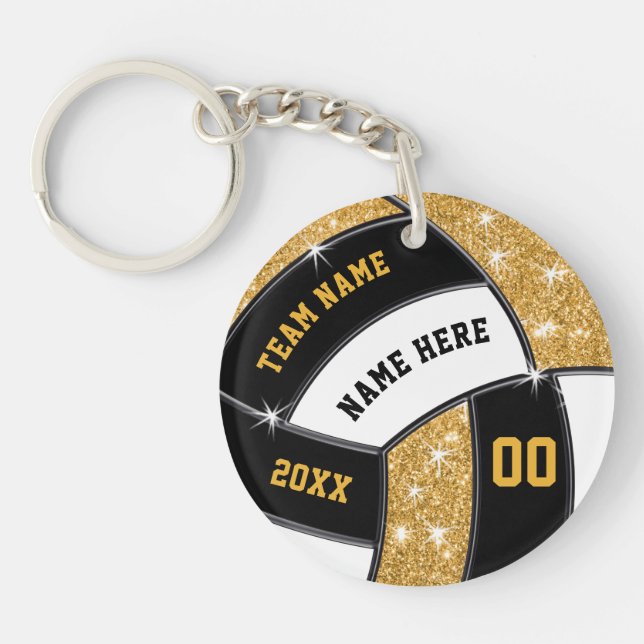 Schwarz und Gold, Personalisierte Volleyball-Schlü Schlüsselanhänger (Vorderseite)