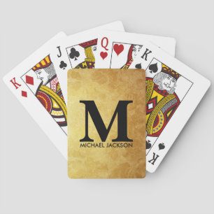 Schwarz und Gold Personalisiertes Monogramm Benutz Spielkarten