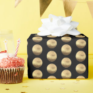 Schwarz und Gold Polka Dots Muster Eleganter Chic Geschenkpapier