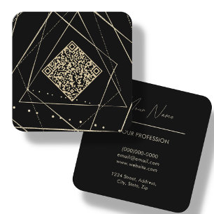 Schwarz und Gold   QR-Code Quadratische Visitenkarte