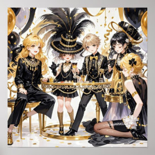 Schwarz und Gold, Reicher Luxus, Stil des Moulin R Poster