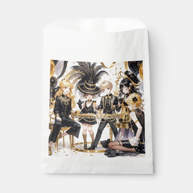 Schwarz und Gold, Rich Luxus, Moulin Rouge Stil Geschenktütchen (Vorderseite)