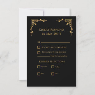 Schwarz und Gold - Royal Regency RSVP Karte