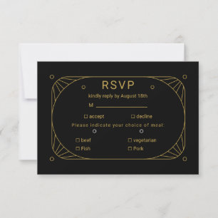 Schwarz und Gold  RSVP Karte