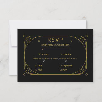 Schwarz und Gold RSVP Karte