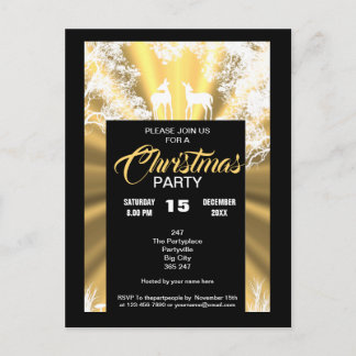 Schwarz und Gold rustikale Weihnachtseinladung Postkarte