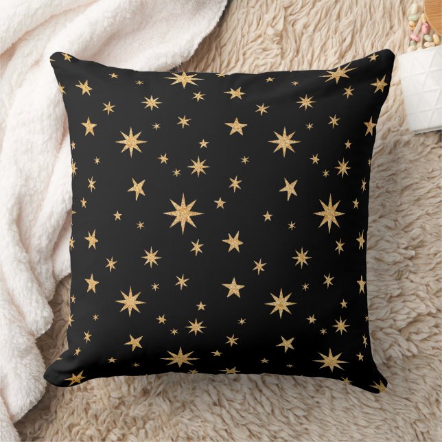 Schwarz und Gold Stars Akzente Kissen (Decke)
