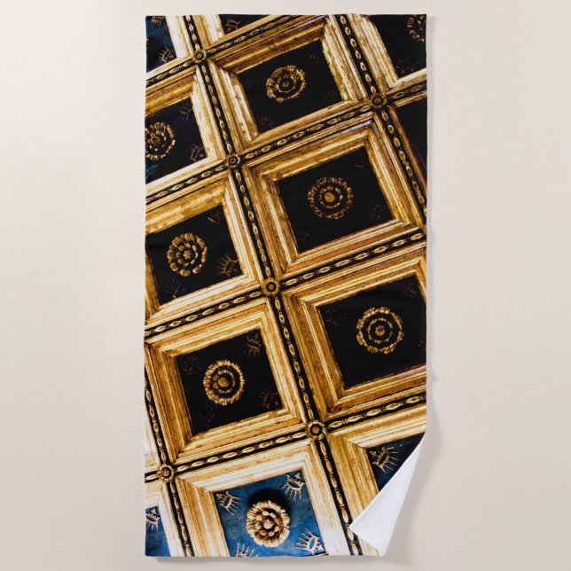 Schwarz und Gold Strandtuch (Vorderseite)
