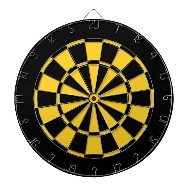Schwarz und Gold Team Farben Dartboard und Dartboa Dartscheibe (vorne)