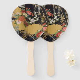 Schwarz und Gold Traditionelle japanische Kimono F Fächer