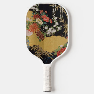 Schwarz und Gold Traditionelle japanische Kimono F Pickleball Schläger