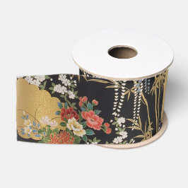 Schwarz und Gold Traditionelle japanische Kimono F Ripsband