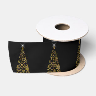 Schwarz und Gold Weihnachten Satinband
