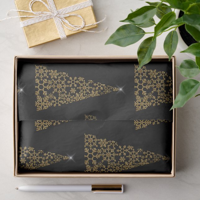 Schwarz und Gold Weihnachten Seidenpapier (Geschenk)