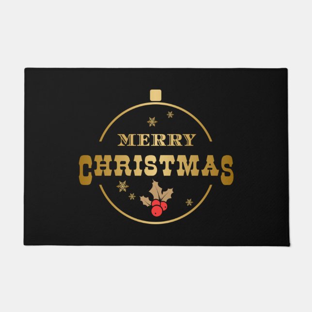 Schwarz und Gold Weihnachtsschmuck Türmchen Fußmatte (Vorderseite)