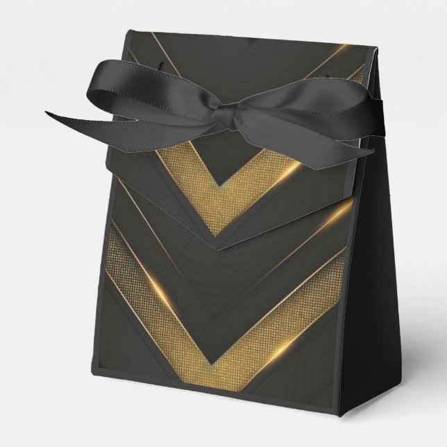 Schwarz und Gold Zickzack Geschenkschachtel (Vorderseite)