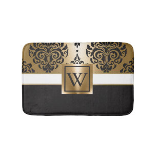 Schwarz und Golden Arabesc Badematte