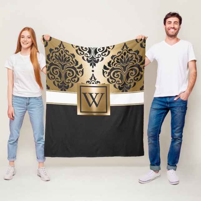 Schwarz und Golden Arabesc Fleecedecke (Beispiel)