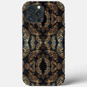 Schwarz und Golden Butterfly Nahtloses Pattren Case-Mate iPhone Hülle