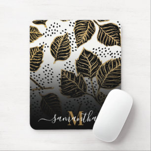 Schwarz und Golden Floral Mousepad