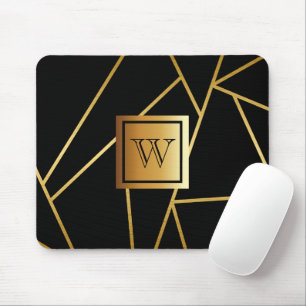Schwarz und Golden Geometric Mousepad