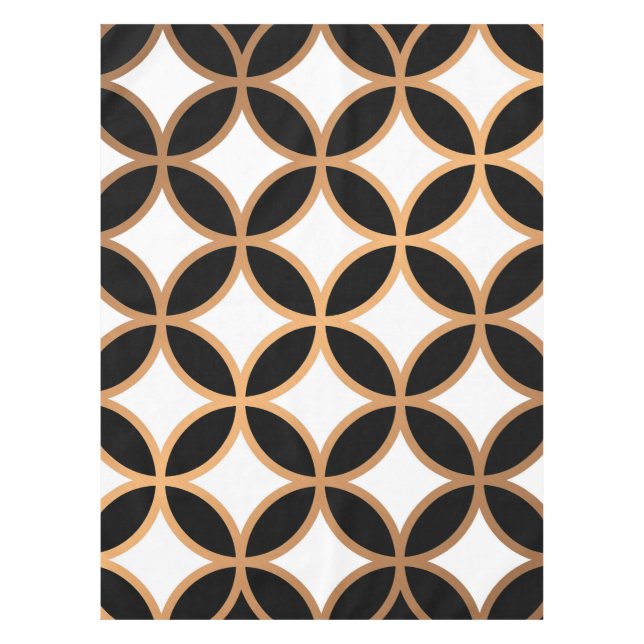 Schwarz und Golden Geometric Tischdecke (Vorderseite)