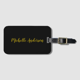 Schwarz- und Goldfarbe Modern Minimalist Name Gepäckanhänger