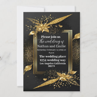 Schwarz und goldfarben - Einladung zur Hochzeit