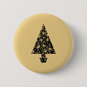 Schwarz-und Goldfarbweihnachtsbaum-Entwurf Button