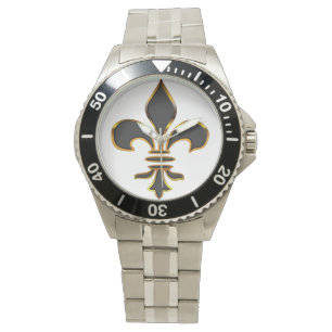 Schwarz-und GoldLilie Armbanduhr