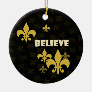 Schwarz-und GoldLilie glauben Keramik Ornament