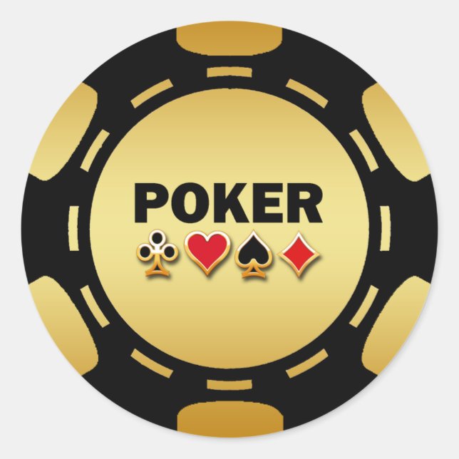SCHWARZ- UND GOLDPOKER-CHIP RUNDER AUFKLEBER (Vorderseite)