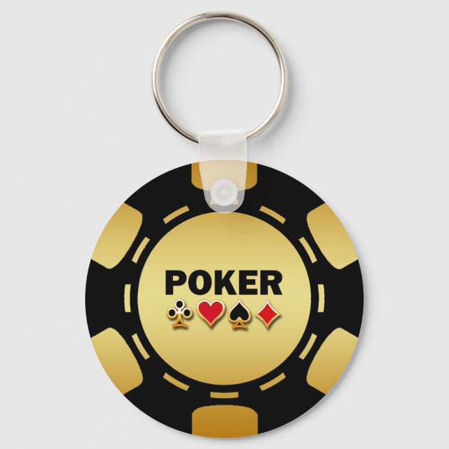 SCHWARZ- UND GOLDPOKER-CHIP SCHLÜSSELANHÄNGER (Vorderseite)