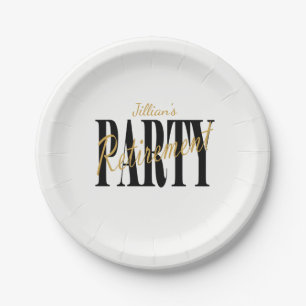 Schwarz-und Goldruhestands-Party-Teller Pappteller