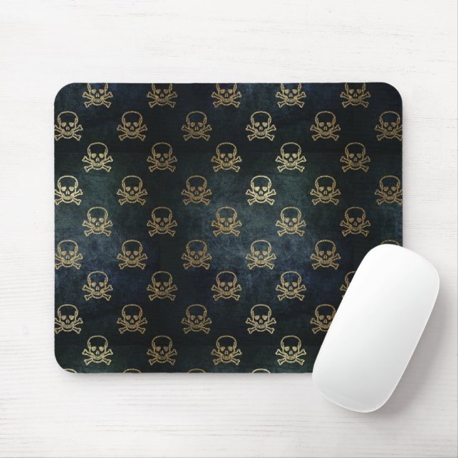 Schwarz- und Goldschädel Mousepad (Mit Mouse)