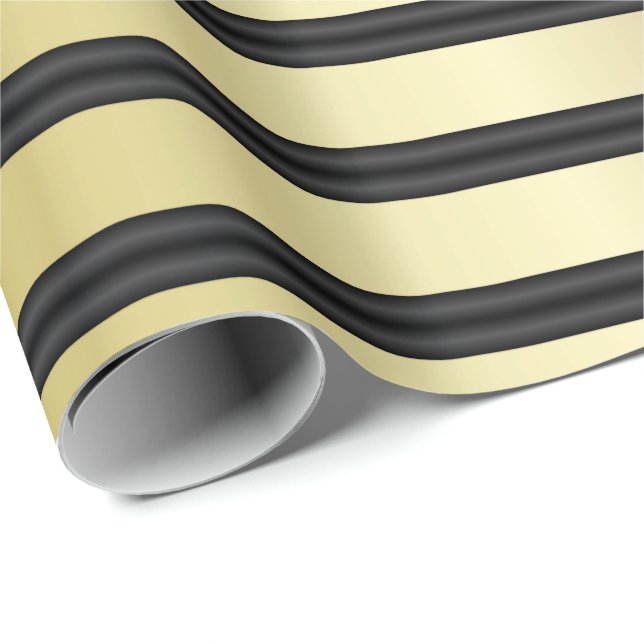 Schwarz- und Goldstreifen Geschenkpapier (Rolleneckpunkt)