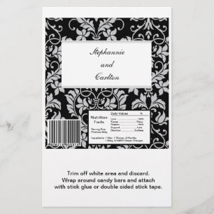 Schwarz und Grau Damast Hochzeits Groß Candy Bar H Flyer