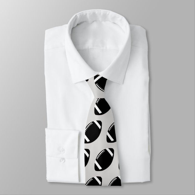 Schwarz und Grau Fußball Neck Tie Krawatte (Gebunden)