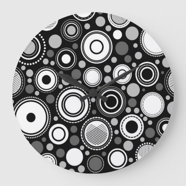 Schwarz und Grau Große Wanduhr (Vorderseite)