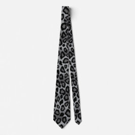 Schwarz und Grau Jaguar Print Krawatte