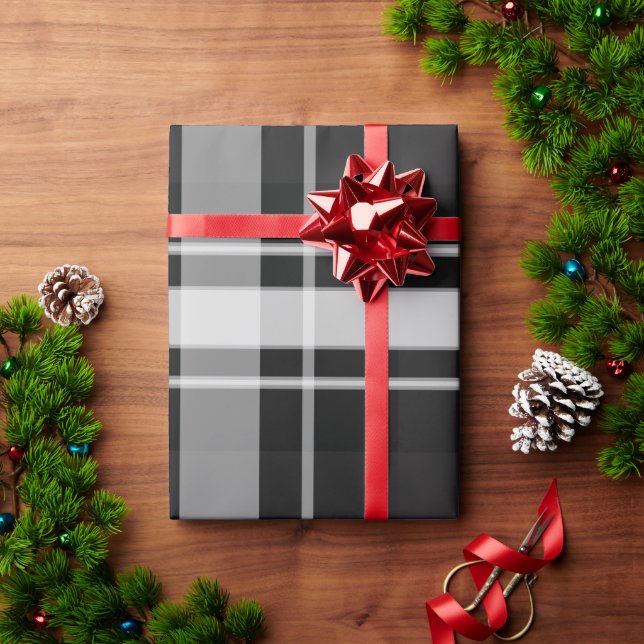 Schwarz und Grau Kariert Geschenkpapier (Feiertagsgeschenk)