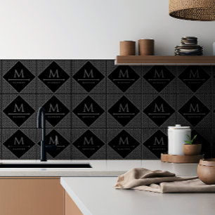 Schwarz und Grau Moderne geometrische, gewellte Li Fliese