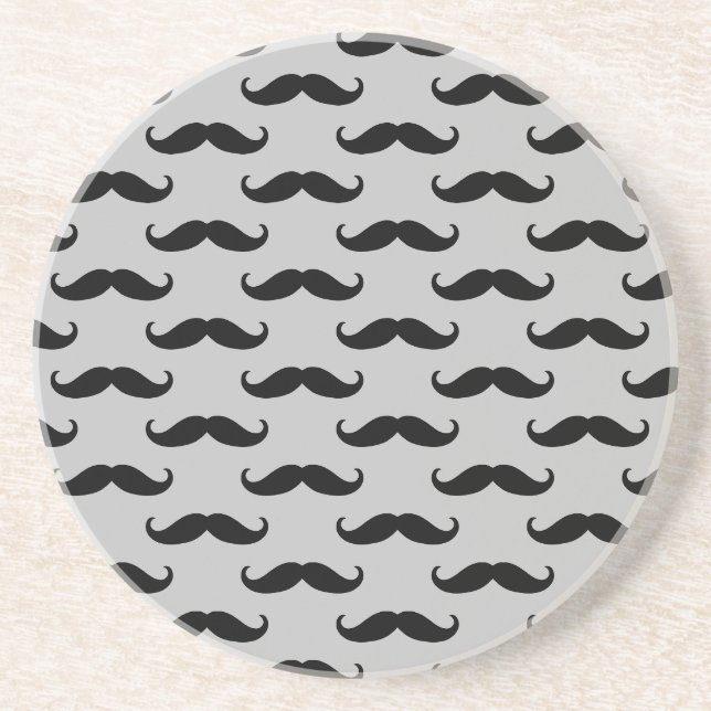 Schwarz und Grau Mustaches Getränkeuntersetzer (Vorne)