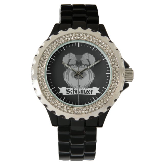 Schwarz und Grau Schnauzer Armbanduhr (Vorderseite)