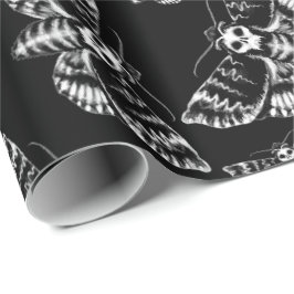 Schwarz und Grau Tote Kopf Hawk Moth Skull Gothic Geschenkpapier