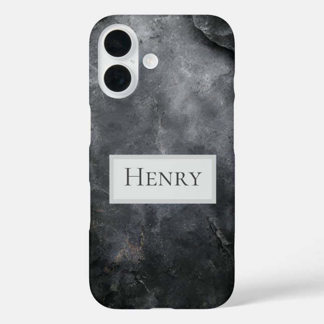 Schwarz- und Graustein iPhone 16 Hülle (Rückseite)