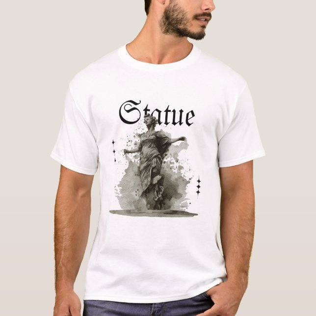 Schwarz und Gray Street tragen Statue T Shirt (Vorderseite)