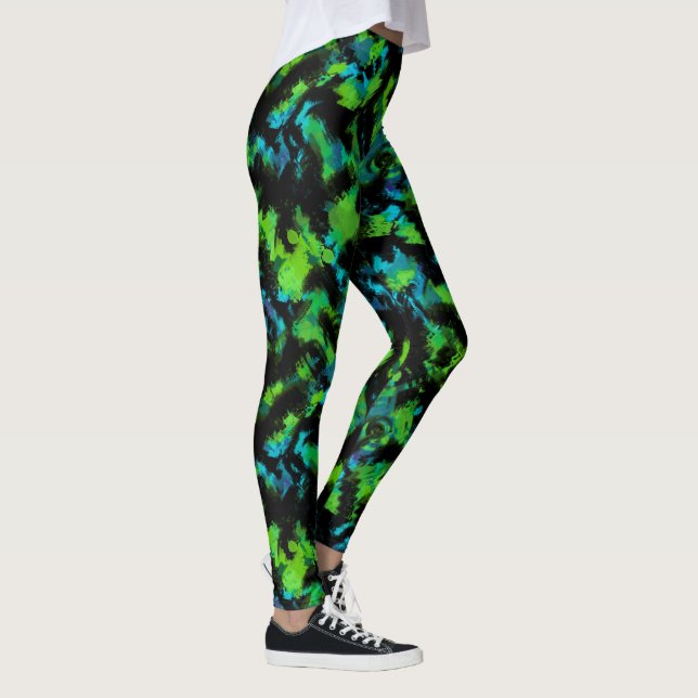 Schwarz und grün abstrakt leggings (Rechts)